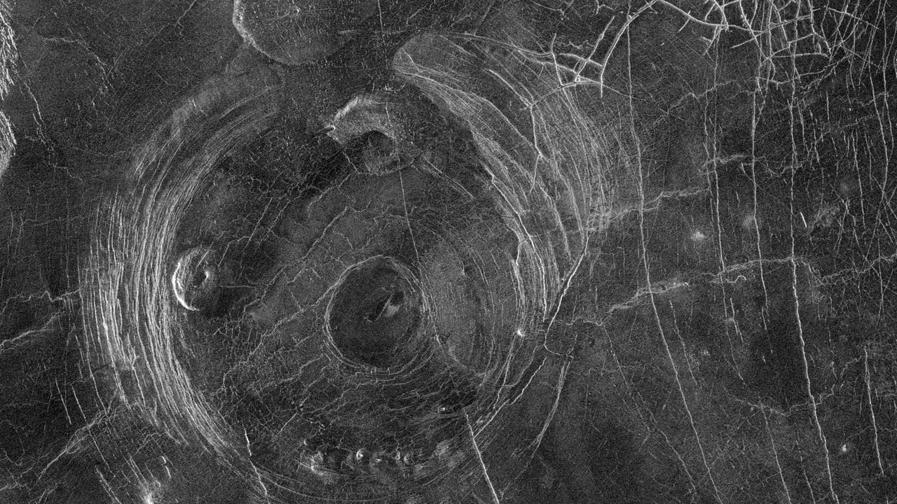 Venuksen Aine-niminen korona. Kuva: NASA/JPL