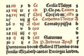 Marraskuun aukeama Agricolan rukouskirjasta.