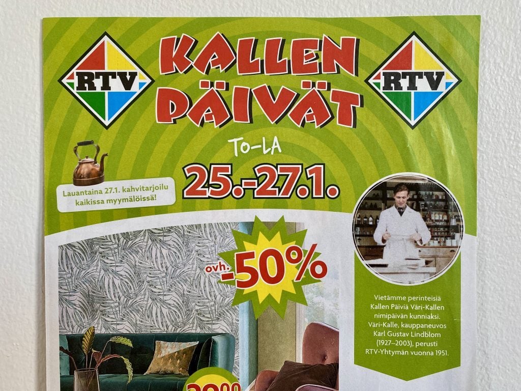 Kallen päivät. RTV:n mainoslehti tammikuussa 2023.