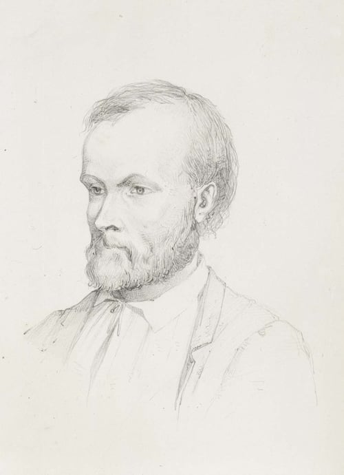Albert Edelfeltin lyijykynällä piirtämä Aleksis Kiven muotokuva.