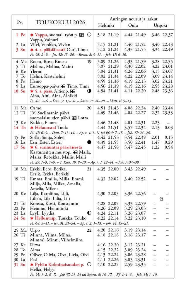 Kalenteri 2026 toukokuu