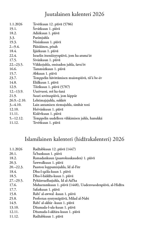Juutalainen kalenteri 2026
