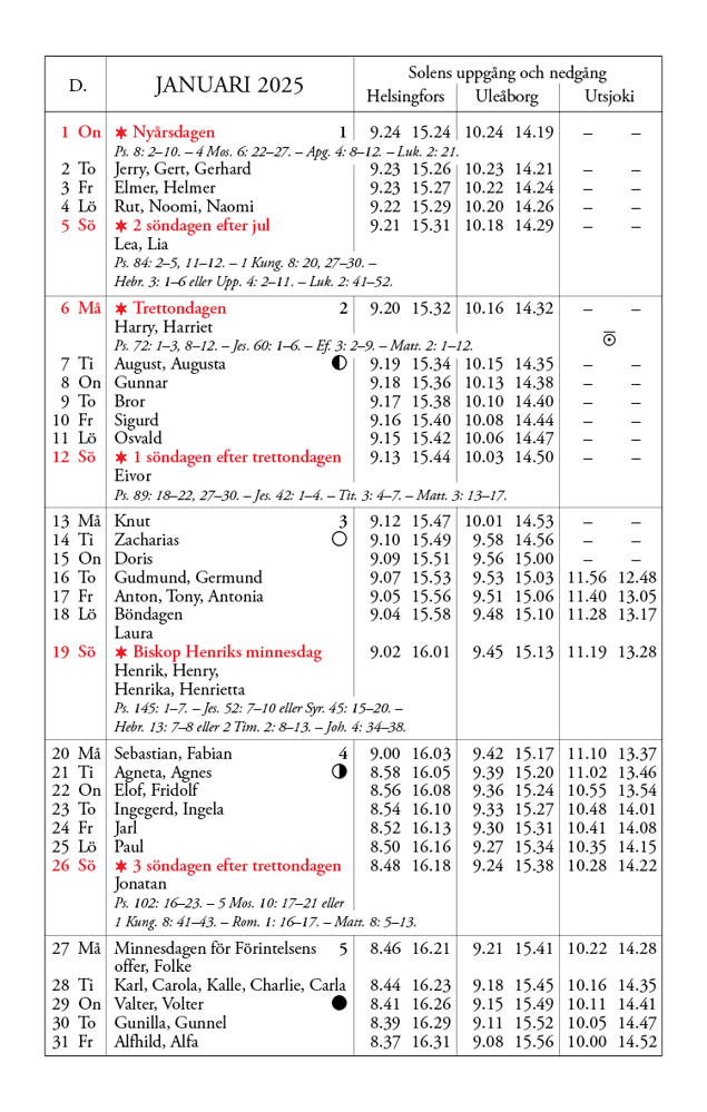 Kalender 2025 januari