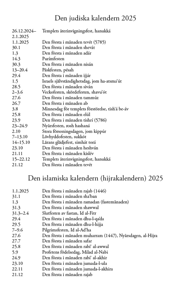 Den judiska kalendern 2025