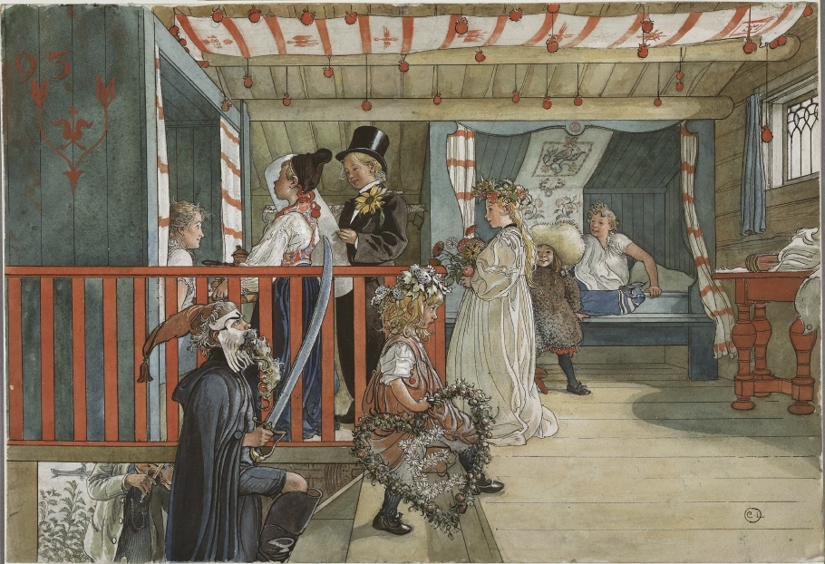 Namnsdag på härbret. Ur Ett hem. Carl Larsson.