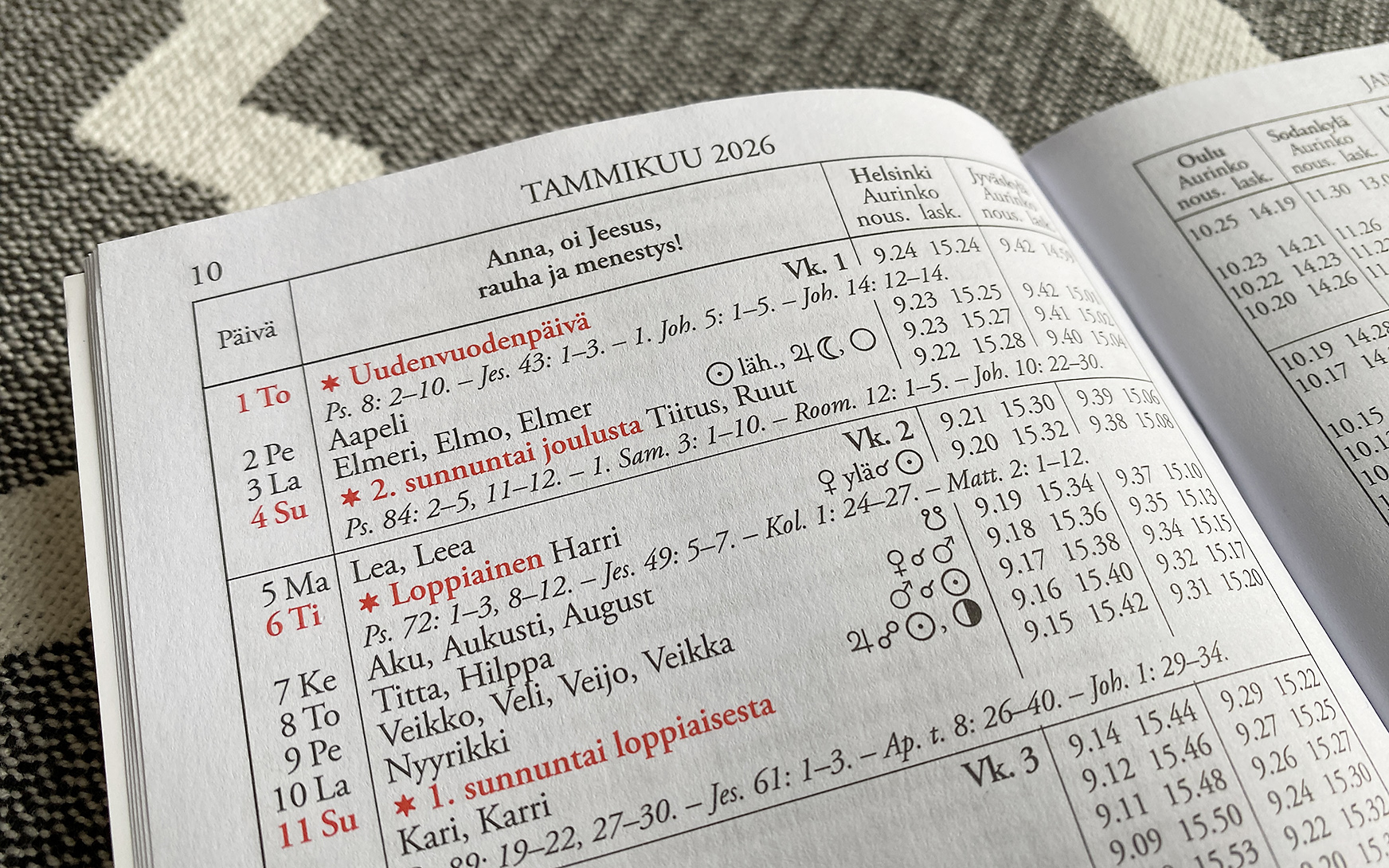 Tammikuu 2026 Yliopiston almanakassa